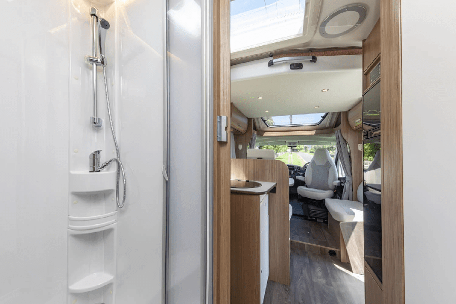 11 - carado t449 interior shower open partial lookthrough from rear