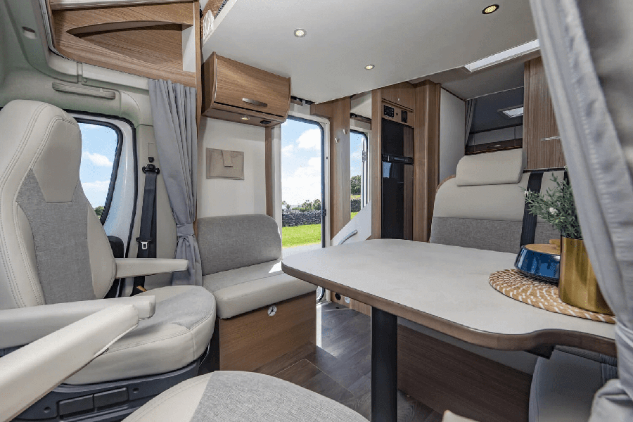 9 - carado t449 interior lounge dinette seating including cab - lookthrough right